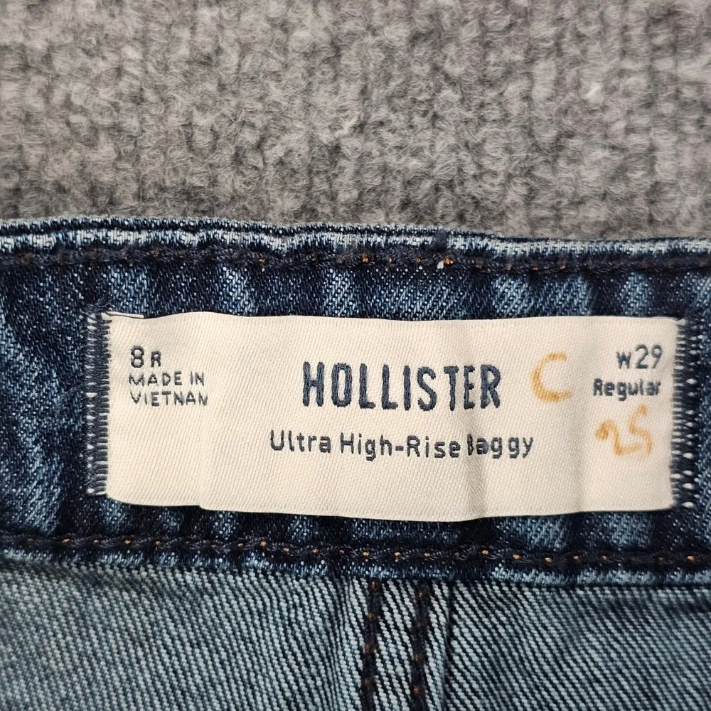 Hollister Ultra High Rise Baggy Jeans Womens Size 8R W29 Regular Medium Wash New